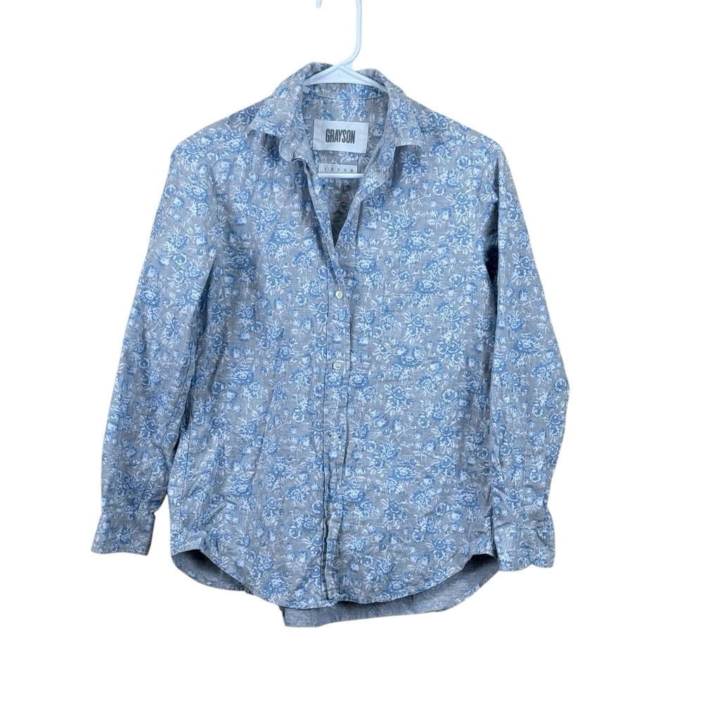 Grayson The Hero Floral Shirt Long Sleeve Gray Blue Size 1 X-Small